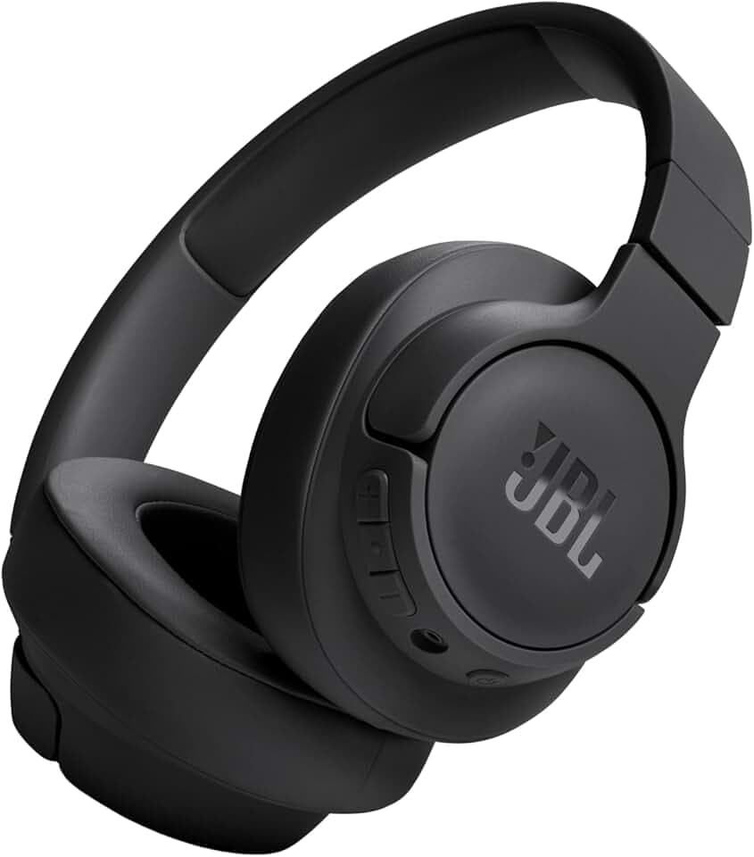 JBL Tune 720BT, casque audio sans fil, léger et confortable, Bluetooth 5.3, autonomie jusqu'à 76 h, charge rapide, son JBL Pure Bass, noir