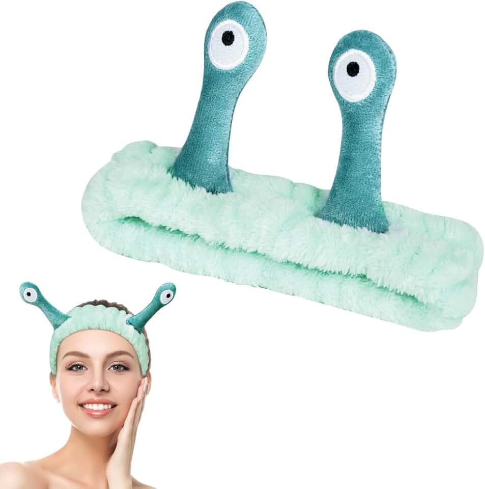 LOPHE Bandeau Maquillage, Lavage pour Visage Escargot, Facial Spa Serre-tête Élastique pour Filles et Femmes, Vert