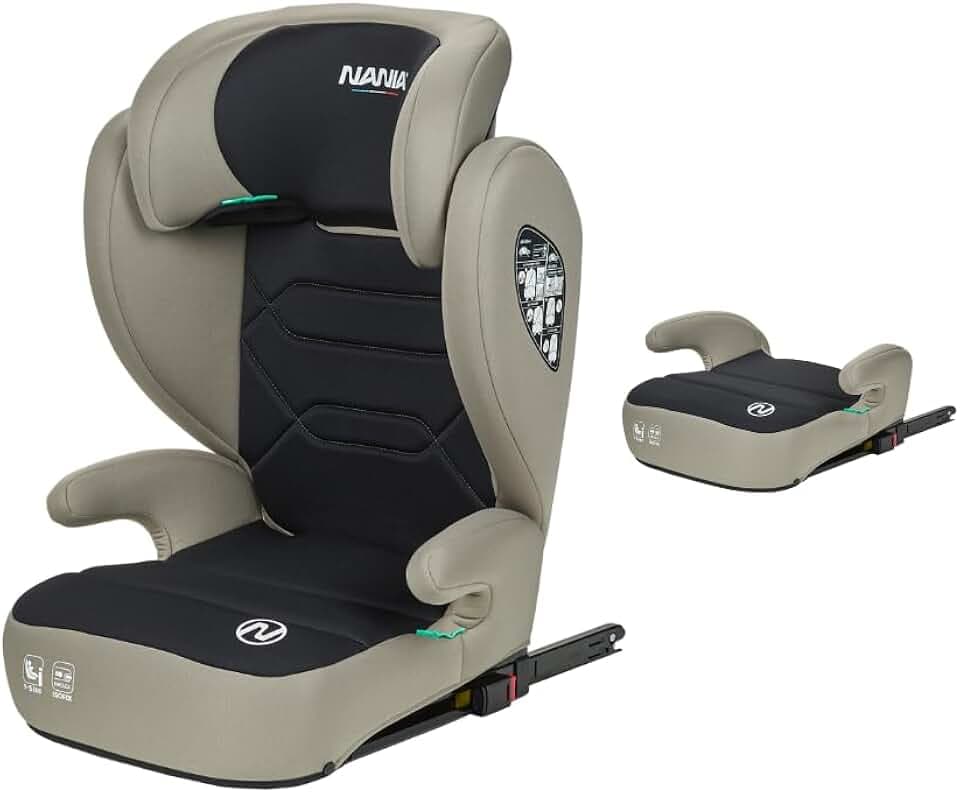 NANIA Siège auto enfant Isofix Bogota 2 EN 1 I-size 100-150 cm-Groupe 2/3- environ 4-12 ans -Rehausseur siège auto enfant avec Protection Latérale - Appui-tête Réglable- Fixation Isofix ou ceinture