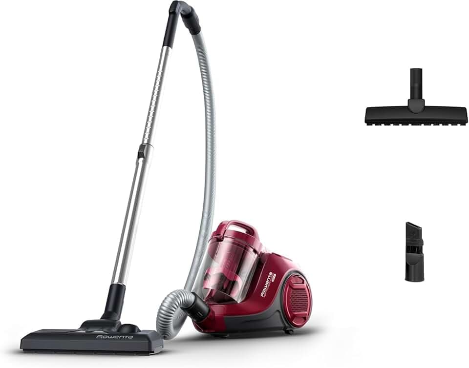 Rowenta Swift Power Cyclonic Aspirateur sans sac, Capacité 1,2 L, Haute performance, Moteur basse consommation, Compact, Brosse parquet RO2933EA, Bordeaux