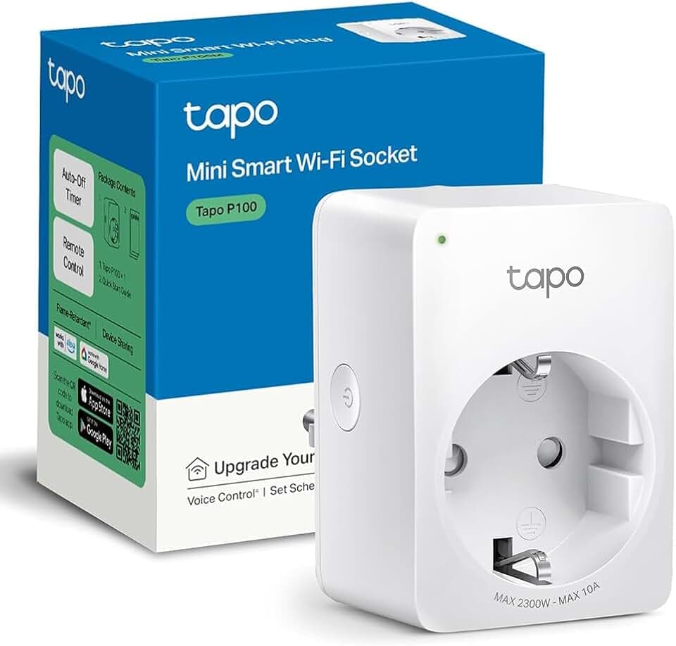 Tapo Prise Connectée WiFi, Prise Intelligente compatible avec Alexa et Google Home, 10A Type F, Contrôler le radiateur, la cafetière, la lampe à distance, aucun hub requis, Tapo P100(1-pack)