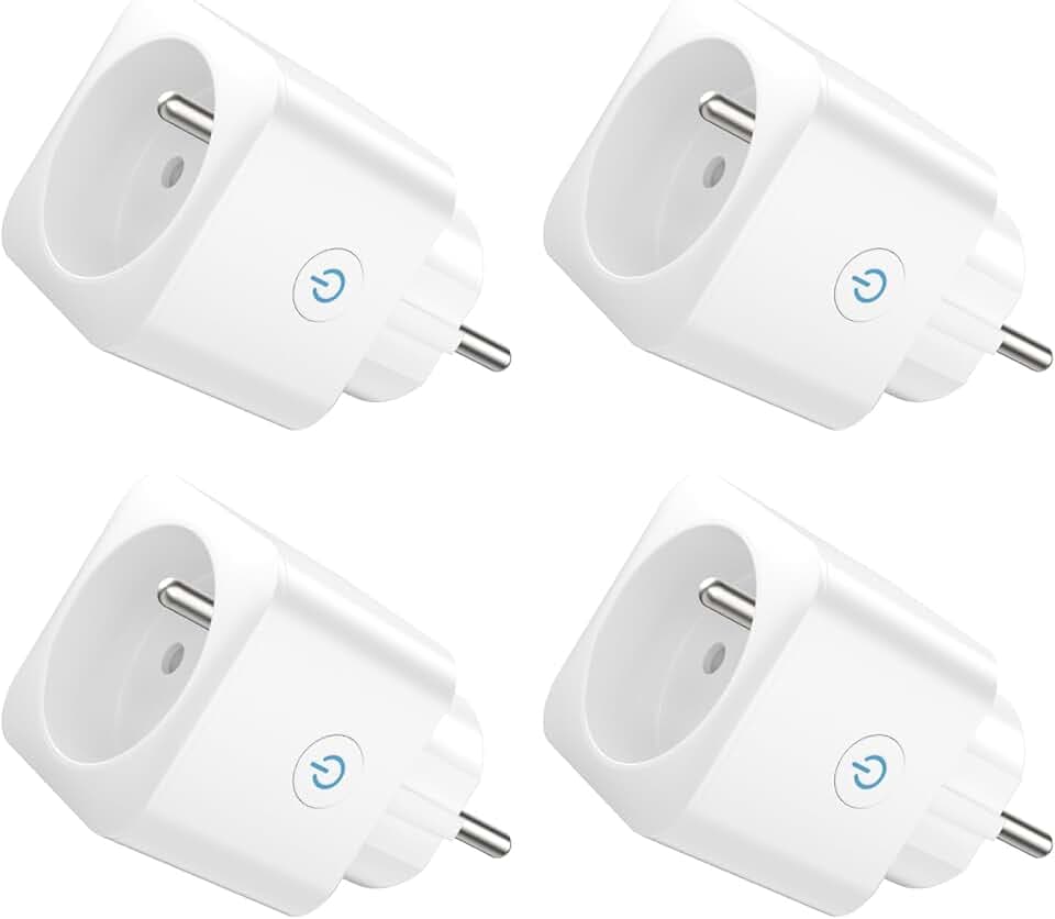 EIGHTREE Prise Connectée WiFi, Prise Alexa Programmable, Compatible avec Alexa/Google Home, Smart Life APP, Suivi de Consommation, Contrôler le ventilateur/climatiseur, 2,4 GHz Wi-Fi, 16A 3680W, 4PCS