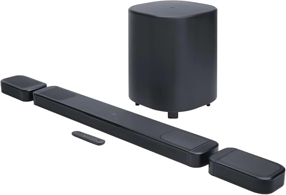 JBL Bar 1000 MK2, Barre de Son Bluetooth 7.1.4 canaux pour TV avec Enceintes détachables, Caisson de Basses de 25,4 cm, Dolby Atmos, DTS:X, HDMI eARC, Wi-FI, PureVoice 2.0 et MultiBeam 3.0, Noir TUV Rheinland Recycled Material Verified