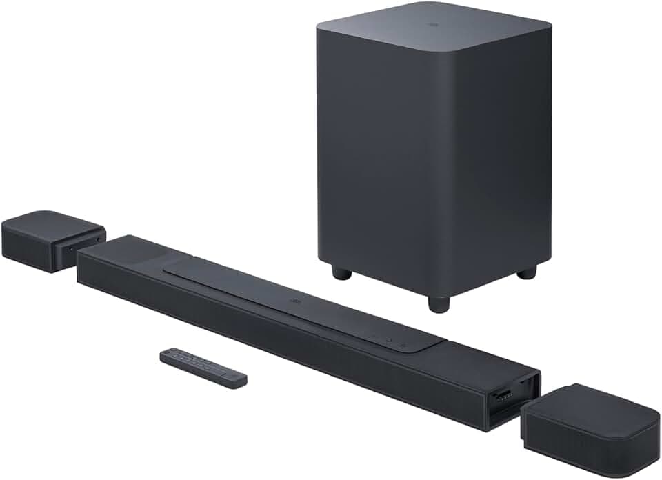 JBL Bar 1000, barre de son avec ses haut-parleurs et son caisson de basses sans fil, Son surround 3D Dolby Atmos, DTS:X et MultiBeam, connexion WiFi, Bluetooth, Alexa MRM, 880 W