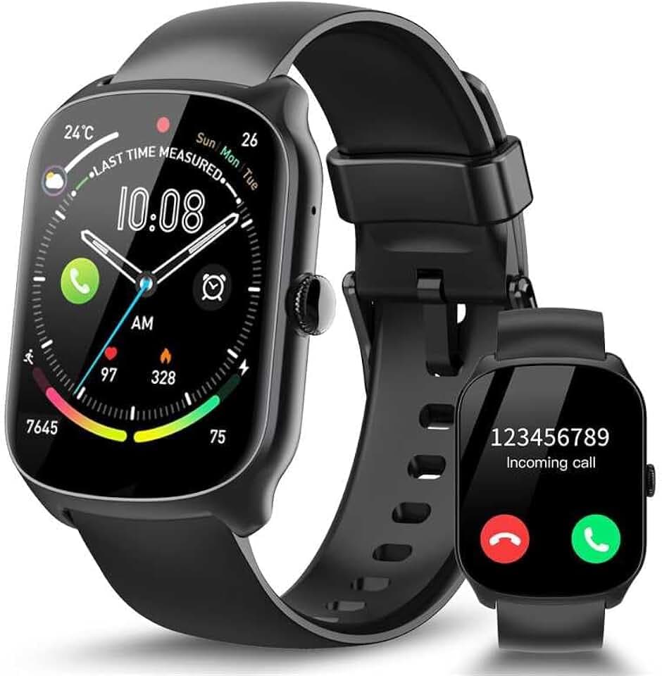 STECEi Montre Connectée Homme Femmes avec Appel Bluetooth, Écran Incurvé HD 1,95'' Smartwatch avec Réception/Émission d’Appels, 112 Modes Sportifs, Podomètre/Sommeil/Cardiomètre, Étanche IP68, Noir