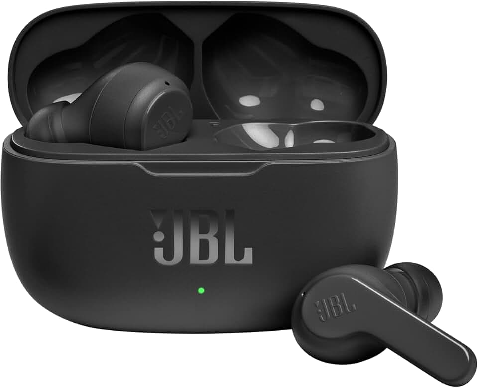 JBL Wave 200TWS - Écouteurs intra-auriculaires véritablement sans fil - Avec technologie Bluetooth et assistant vocal - Autonomie jusqu'à 25 hrs - Étui de recharge inclus - Noir