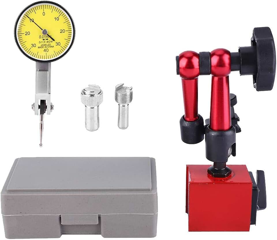Comparateur Mecanique 0-0,8 mm avec Base Magnétique,Très Flexible,Comparateur Précision 0,01 mm,Ensemble D'indicateurs de Cadran pour Calibration Des Plaques de Surface,Rouge