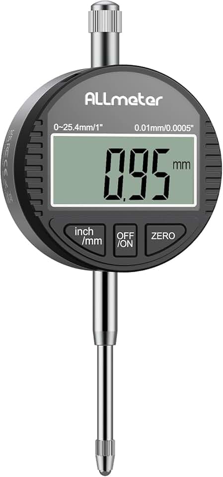 Indicateurs à cadran numérique, DTI Comparateur de précision Plage 0-25.4mm Résolution 0.01mm avec Couvercle arrière Écran LCD Pour réglage de la scie à table, Imprimante 3D