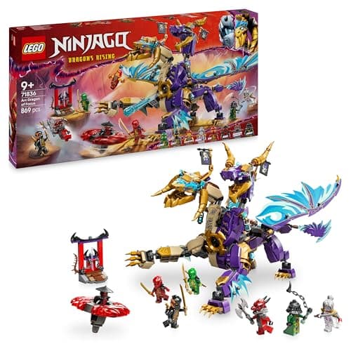 LEGO NINJAGO Arc : le dragon de la concentration - Jeu de construction interactif pour garçons, filles dès 9 ans - Toupie Spinjitzu, 8 minifigurines - Cadeau pour fans du Soulèvement des Dragons 71836