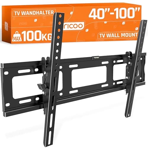 RICOO R07 Support Mural TV 40 à 100 Pouces 42 43 48 50 55 58 60 65 70 75 77 83 85 98 Pouces Max VESA 600x400 Inclinable Universel Fixation Murale TV QLED OLED LED LCD