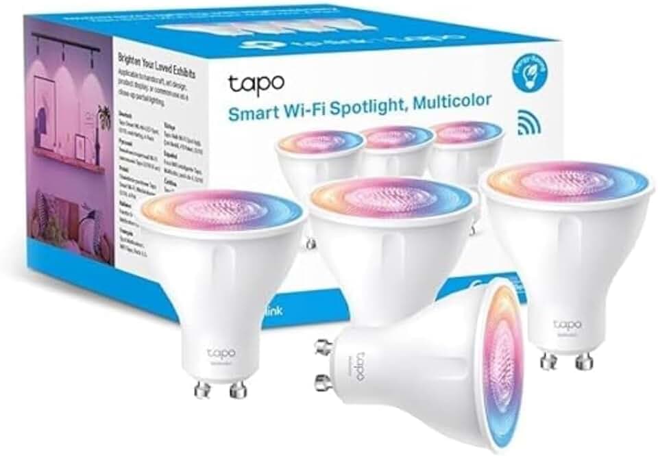 Tapo Ampoule Connectée WiFi, Ampoule LED GU10 Multicolore 2200K-6500K, Dimmable 350 Lumens, 3.7W équivalent à 50W, Compatible avec Alexa et Google Home, Economie d'énergie, L630(4-pack)