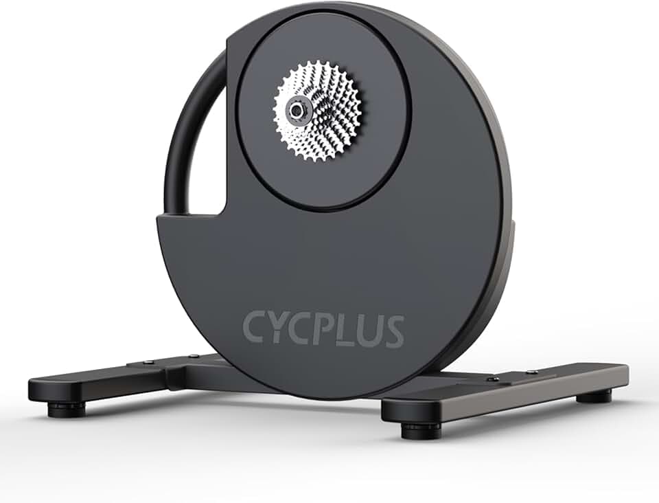 CYCPLUS Entraîneur de vélo d'intérieur intelligent R200, moteur sans balais de 2200 W, simulateur de dégradé de 19 %, double mode BLE et ANT+, changement de vitesse virtuel, simulation montée/descente