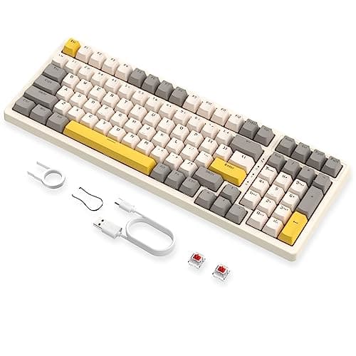 MAGIC-REFINER K3MAX Clavier Mecanique Gamer, Apex Pro TKL Clavier Gaming Filaire, 18 RVB Rétroéclairé, Anti-ghosting Hot Swapable 100 Touches, Mousse EVA, pour Win/Mac(US QWERTY, Interrupteur Rouges)