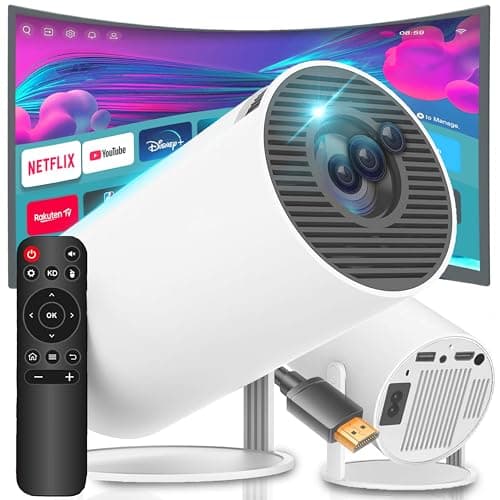 Retoo Mini Projecteur Beamer 4K avec Android, Vidéoprojecteur Portable, WiFi Automatique, Contraste 1500:1, Full HD 102-330 cm, Bluetooth 5.0, HDMI, 3,5 mm, Audio USB, Correction d'Image, Haut-parleur