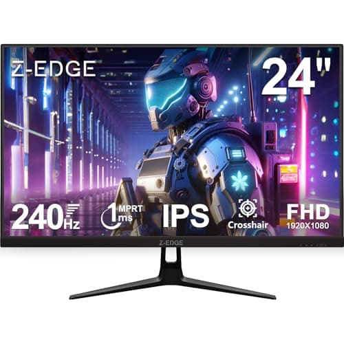 Z-Edge Ecran Pc Gamer 24'' 240 Hz, IPS Panel, 1ms, FreeSync, FHD(1920x1080), Moniteur Gaming 16:9, Inclinaison Réglable, 2× HDMI2.0 & 2× DP1.4, 350cd/m², HDR10, VESA 75 * 75mm (DP Câble Inclus)