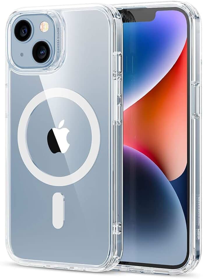 ESR Coque Magnétique pour iPhone 14/iPhone 13, Compatible avec MagSafe, Hybrid Coque pour iPhone 14/13 avec HaloLock, Protection Antichoc Militaire, Dos Anti Rayures, Transparent