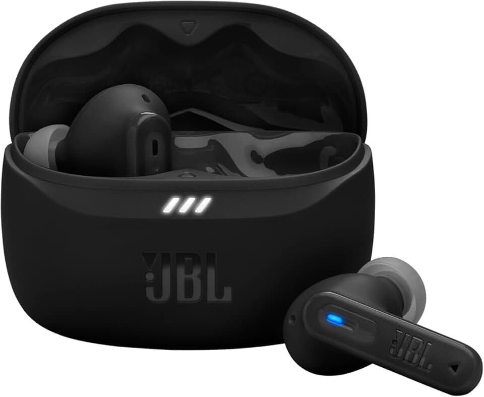 JBL Tune Beam 2, Écouteurs sans Fil Bluetooth, réduction de Bruit, 48 Heures d'autonomie, résistance à l'eau et à la poussière IP54, Connexion multipoint, Conception Intra sur Tige, Noir