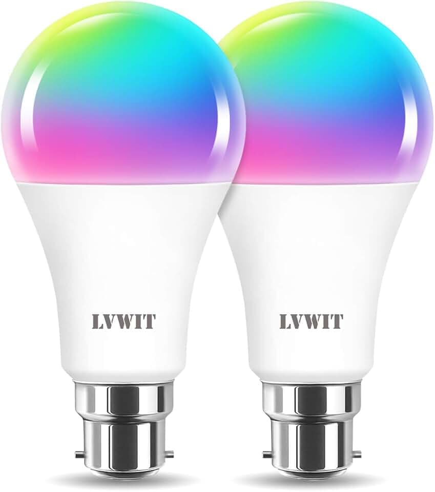 LVWIT B22 Ampoule Connectée Alexa, 12W Smart A70 Ampoule LED Avec WIFI 1521Lm, Compatible avec Alexa et Google Assistant,Remplace 100W Ampoule Incandescent, Lot de 2