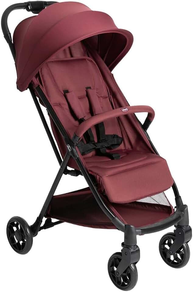 Chicco Poussette Urbino, 0 plus Mois - 22 Kg, Poussette Bebé Légere et Compacte, Confortable, Pliage d'une seule main, Capote Extensible avec Protection Contre la Pluie UV50 Plus, Repose-Jambes, Rouge