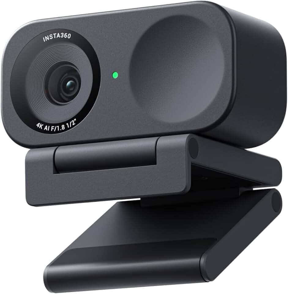 Insta360 Link 2C Noir - Webcam 4K, caméra PC Mac, Cadrage Automatique, HDR, Micro à réduction de Bruit, contrôle gestuel, pour Streaming, réunions, télétravail, Zoom, Teams, Twitch Certifié ClimatePartner
