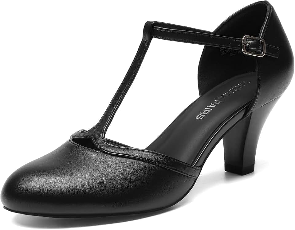 DREAM PAIRS Escarpins Femme Petit Talon à Lanière T, Chaussures Rétro Élégantes et Confortables pour Soirée, Mariage et Occasions Formelles