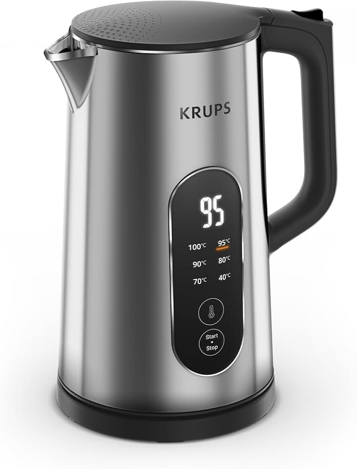 Krups Selection, Bouilloire électrique, 6températures, Affichage en temps réel, Maintien au chaud de 30minutes, BW871DF0, Métal