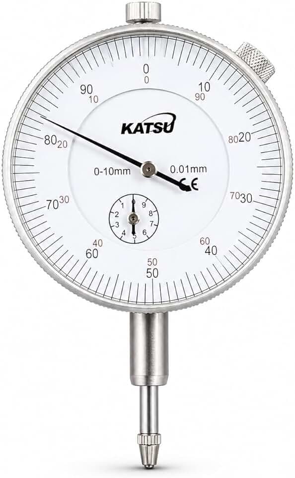 KATSU Jauge d'indicateur de Test de Cadran 0-10 mm, Précision de 0,01 mm Indicateur de Cadran de Machiniste de Voyage Métrique de Mesure Instrument de Mesure de Haute Précision Outil 401120