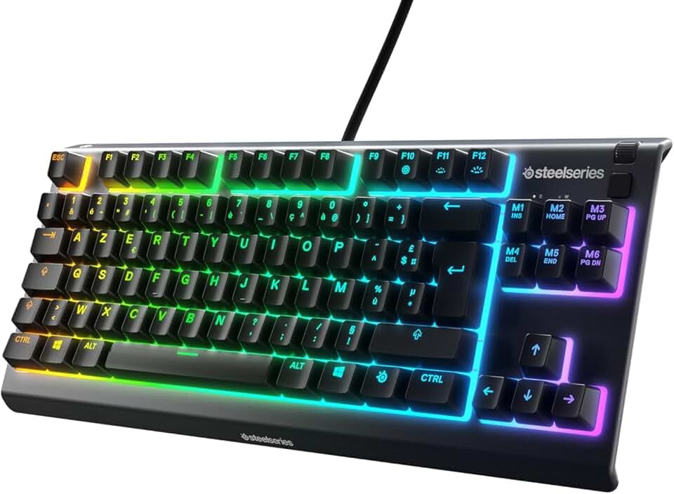 SteelSeries Apex 3 TKL RVB Clavier gaming - Facteur de forme esports compact sans pavé numérique - Illumination RVB à 8 zones - Agencement Français AZERTY
