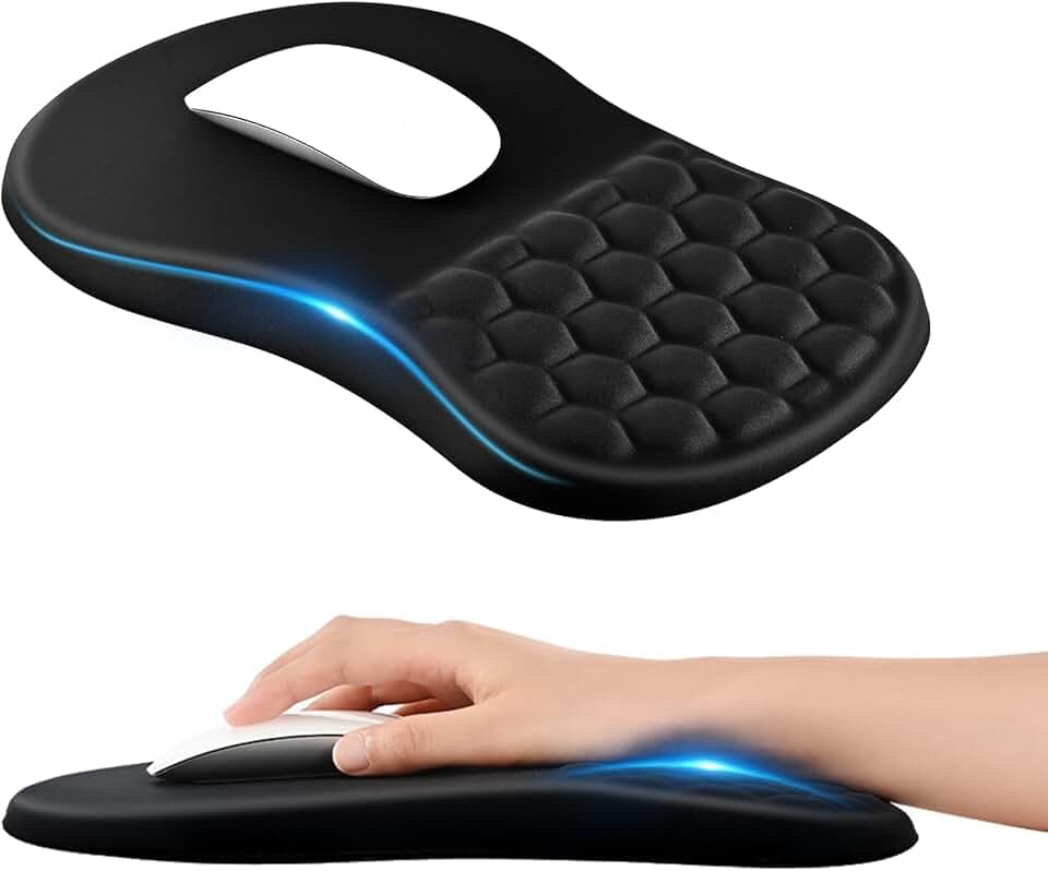 EooCoo Tapis de Souris XXL Gaming avec Design de Massage, Lavable Tapis Souris, Repose Poignet Souris Ergonomique en Tissu Lycra Confortable, Base en PU Antidérapante, Accessoire Bureau Travail, Noir