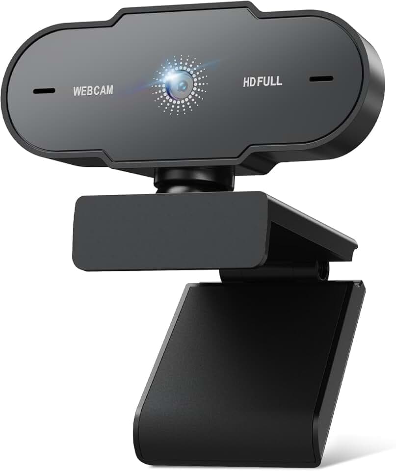 Webcam Full HD 1080P 30FPS - Caméra USB PC 2MP Focus Fixe avec Micro Anti-Bruit Rotatif 360° Socle Ajustable pour Youtube Streaming Skype Appel Vidéo Zoom Vidéoconférence Windows MacOS Linux