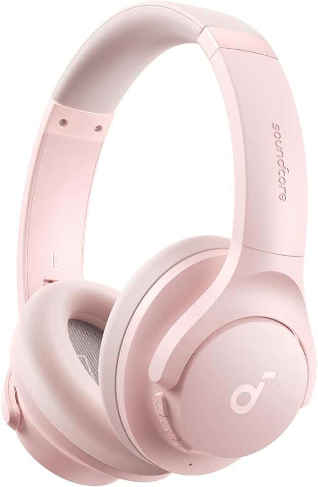 Soundcore Q20i Casque Bluetooth sans Fil reducteur de Bruit Hybride Active by Anker, Casque Over Ear, jusqu'à 40H d'autonomie en Mode ANC, Hi-Res Audio, Basses Profondes,Personnalisation Via App Rose