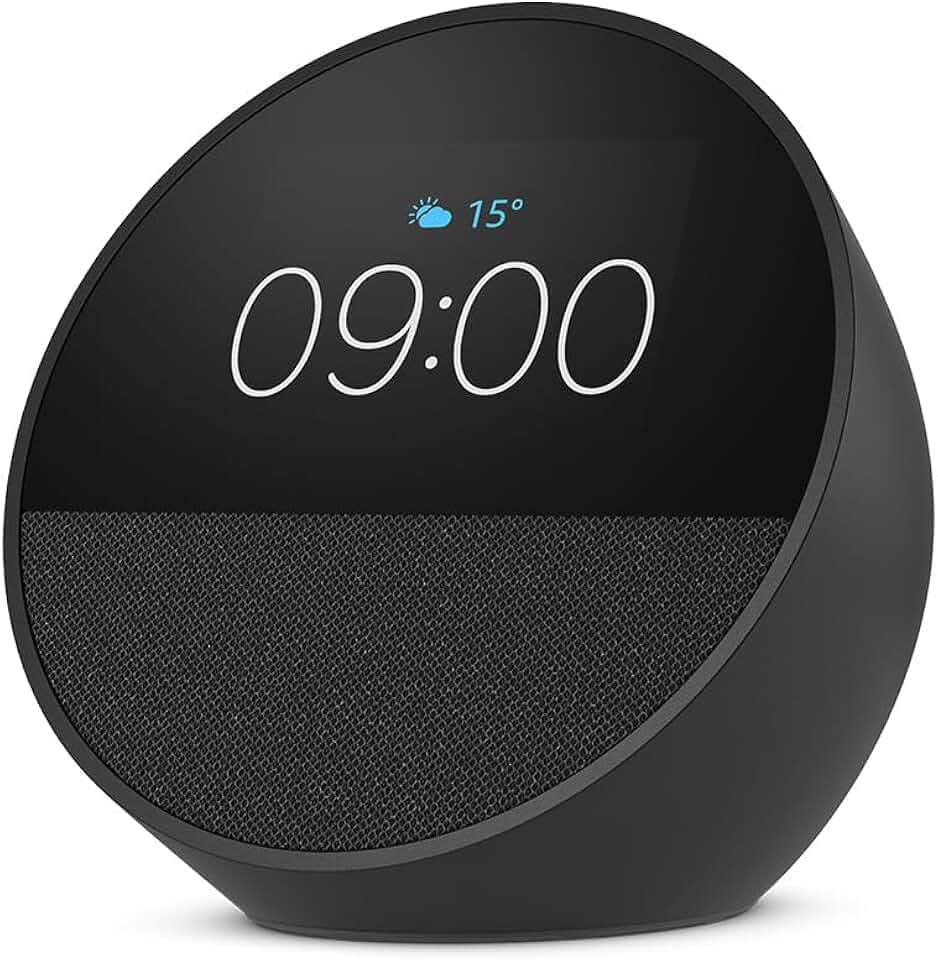 Amazon Echo Spot (Nouvelle génération) | Réveil connecté avec un son de qualité et Alexa | Noir