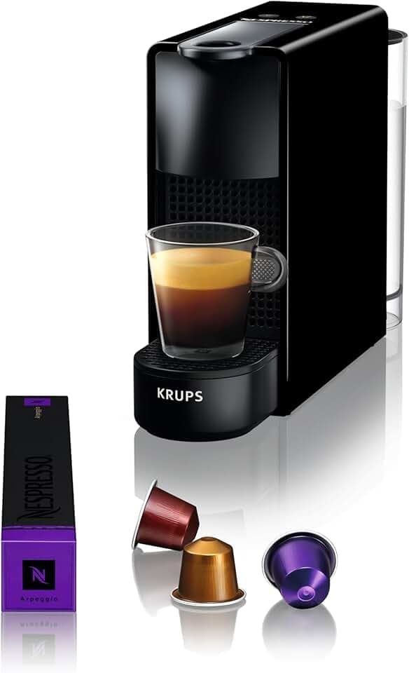 Nespresso Krups Machine à Café Essenza Mini Noir, 19 Bars + Kit de Bienvenue, Design Compact, Expresso et Lungo, Arrêt Automatique, YY2910FD