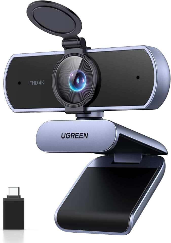 UGREEN Webcam 4K 30FPS Caméra USB A C PC Autofocus Deux Micro Antibruit Correction Lumière 360 Degrés Rotation Plug Play Windows MacOS Linux Streaming Youtube Skype Appel Zoom Vidéoconférence Certifié ClimatePartner