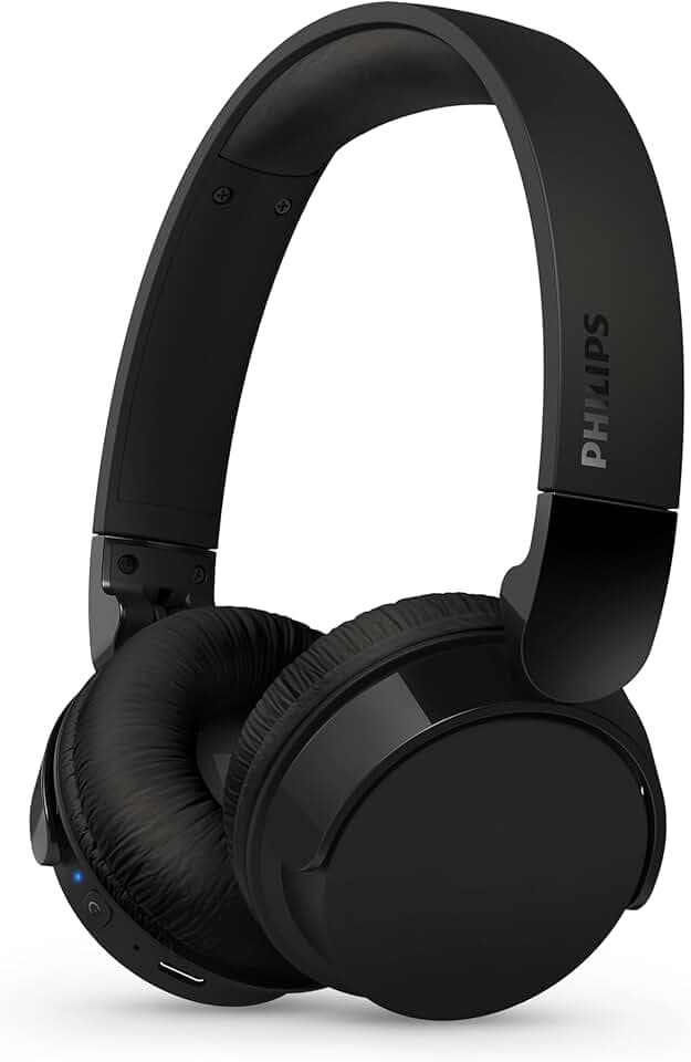 Philips TAH4209BK Casque sans Fil Supra-aural Bluetooth léger, Isolation phonique Passive, 55 Heures d’autonomie, Son Naturel, appels clairs, Basses dynamiques, Recharge en 2 Heures Via USB-C - Noir