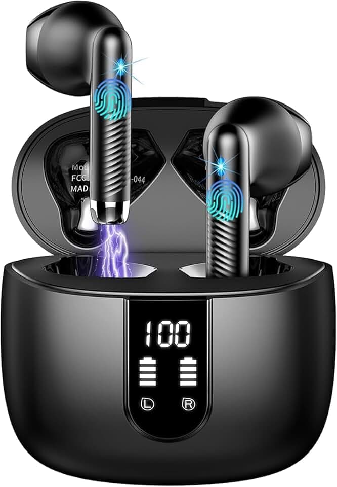 Ecouteurs Bluetooth sans Fil, Écouteurs Bluetooth 5.4 2026 Écouteurs sans Fil avec 4 ENC Réduction de Bruit Mic, IP7 Étanches Oreillette Bluetooth 56H Stéréo USB-C Casque Bluetooth pour Sport/Travail