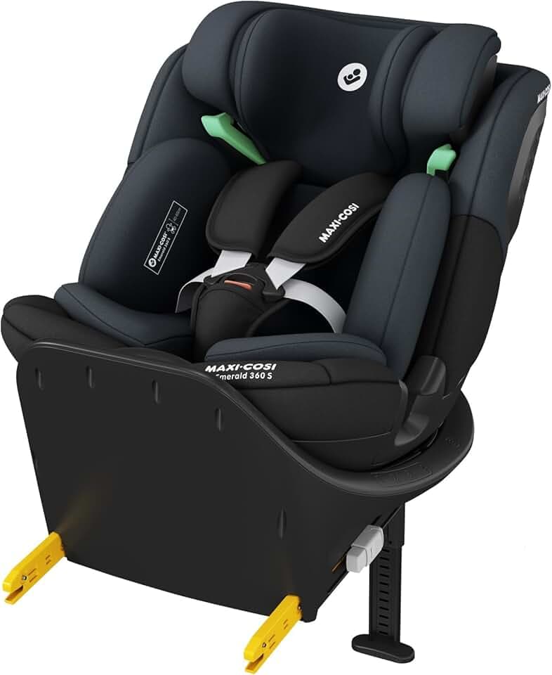 Maxi-Cosi Emerald 360 S i-Size, Siège-auto Isofix 360 Pivotant, 0-12 ans (40-150 cm), Siège-auto bébé & enfant, Rotation FlexiSpin 360°, 4 Inclinaisons, Protection G-CELL, Tonal Black