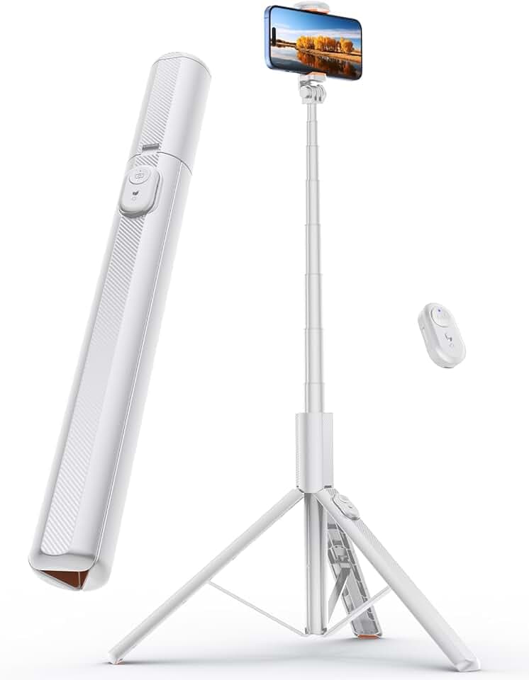 ANXRE 180cm Trepied Smartphone Monopods Portable, NT79 Extensible Perche a Selfie avec Télécommande Détachable, Trepied Telephone Pied Telephone Compatible avec Phone Camera Gopro (White)