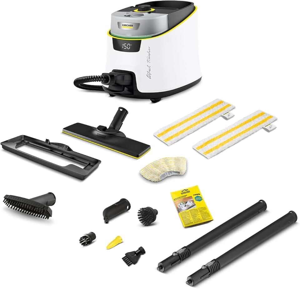 Kärcher Nettoyeur Vapeur SC 5 Deluxe Signature Line, Fonction VapoHydro, Pression Vapeur: 4bar, Temps de Chauffe: 3min, Surface Nettoyable: 130m², Réservoir: 1,3l, Accessoires, Set Nettoyage de Sol