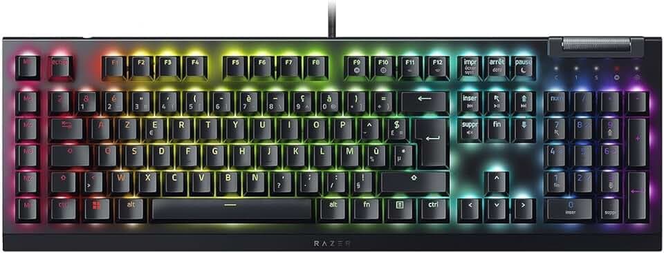 Razer BlackWidow V4 X - Clavier Gaming Mécanique Chroma RGB (Switchs Mécaniques Verts, 6 Touches Macros Dédiées, Touches ABS à Double Injection) FR-Layout | Noir