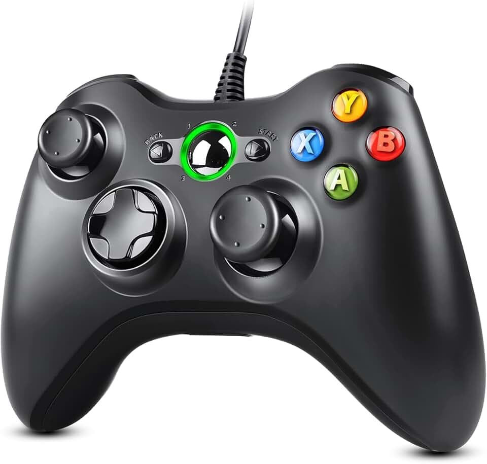 Manette filaire Xbox 360, USB Manette du Contrôleur de Jeu Filaire avec Double Vibration pour PC Xbox 360 Windows