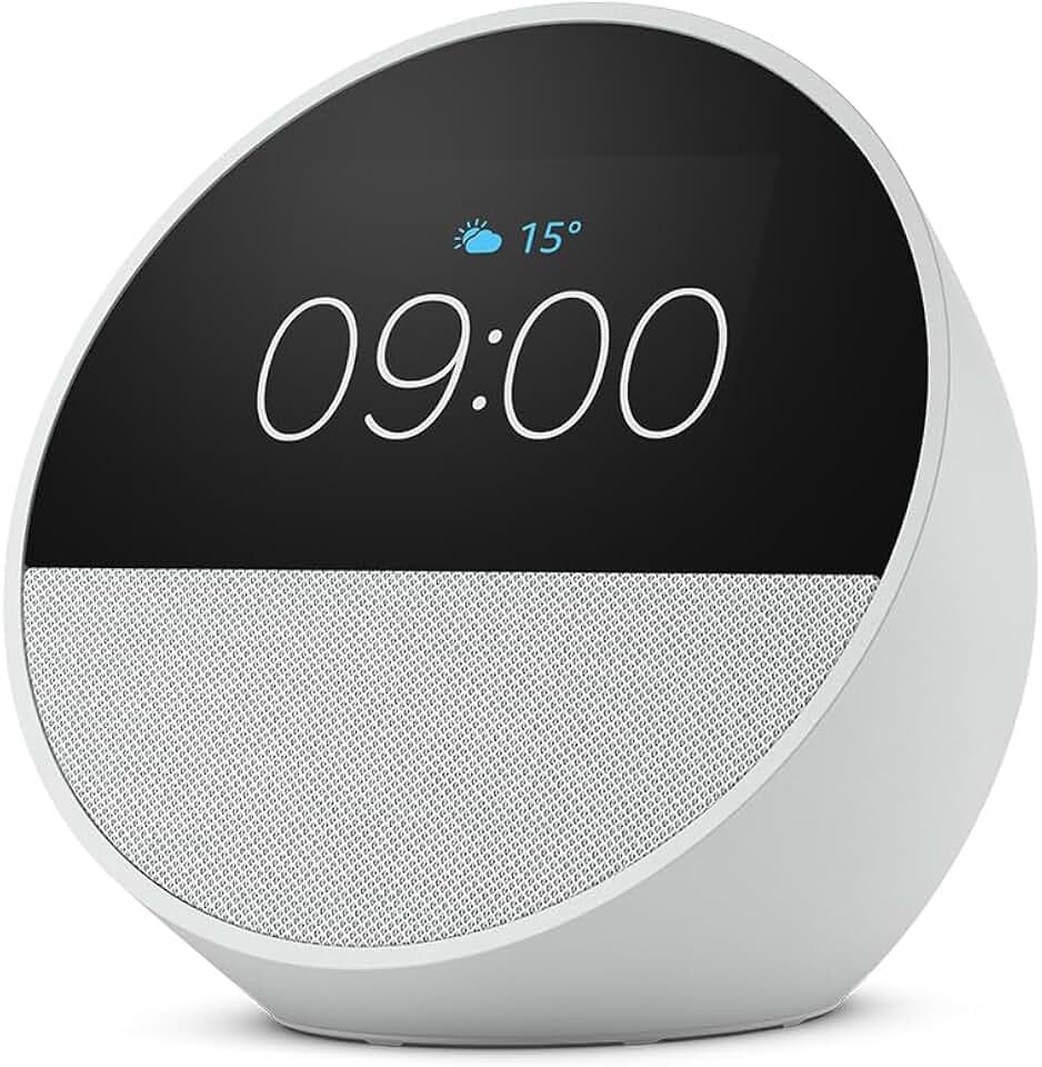 Amazon Echo Spot (Nouvelle génération) | Réveil connecté avec un son de qualité et Alexa | Blanc