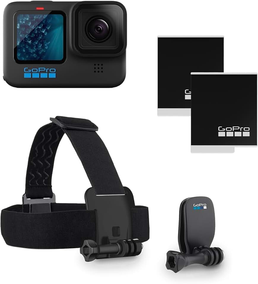 GoPro HERO11 Black Bundle – Comprend Une caméra HERO11 Black, Un Serre-tête + QuickClip et Une Batterie Enduro (2 au Total)