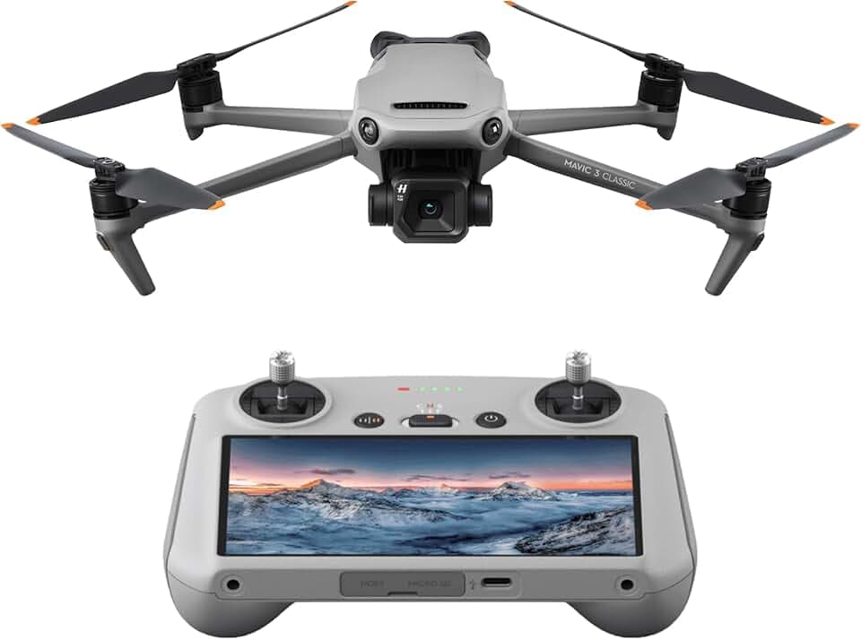 DJI Mavic 3 Classic (DJI RC) – Drone avec caméra, 4/3 CMOS Hasselblad, radiocommande , vidéo HD 5,1K, temps de vol 46 min., Drone adultes, plage de transmission optimale de 15 km