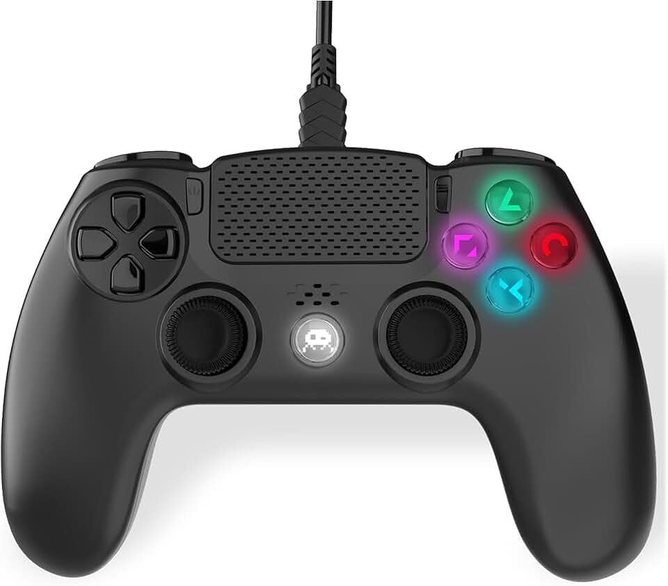 Freaks and Geeks - Manette Filaire Noire pour PS4 avec Câble 3M avec prise Jack