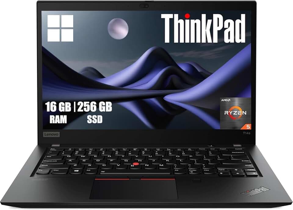 Lenovo Thinkpad T14s Gen 1 Ordinateur Portable Professionnel, 14 Pouces FHD (1920 x 1080), AMD Ryzen 5 Pro 4650U, 16 Go de RAM, SSD de 256 Go, Clavier QWERTY américain, Windows 11 Pro (reconditionné)