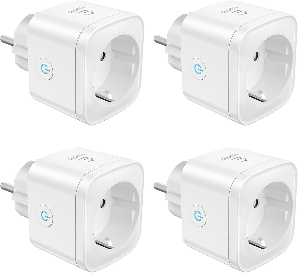 Prise Connectée WiFi (Type F), Prise Intelligente EIGHTREE, Compatible avec Alexa, Google Home, SmartThings, Suivi de la Consommation d'énergie, Contrôle de l'App Smart Life, 16A, Pack de 4