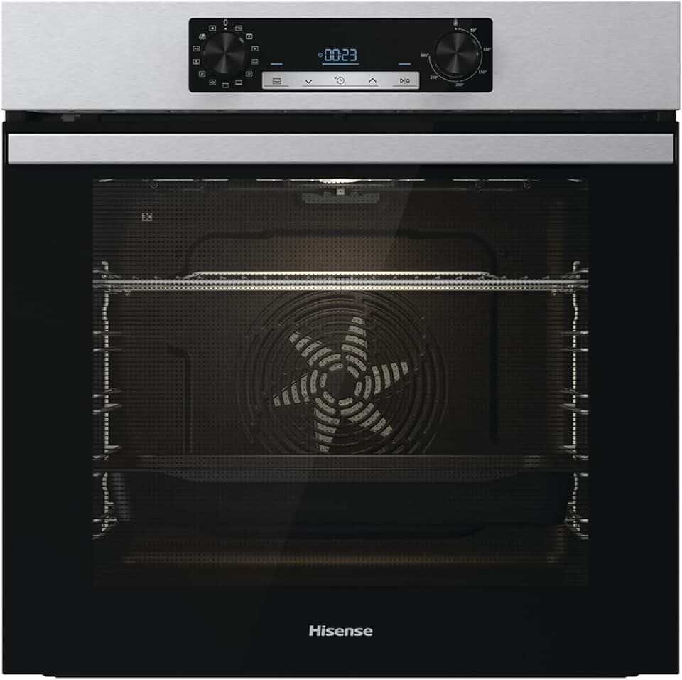 Hisense BI64211PX Four multifonction - Cavité XXL de 77L, Pyrolyse, 13 Fonctions, Fonction Pizza 300°C, AirFry, Affichage LED, Inox, Classe A+