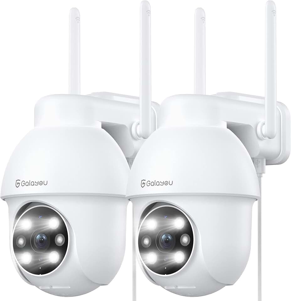 GALAYOU 2k Camera Surveillance WiFi Exterieure PTZ, Caméra de Surveillance Extérieur 360° Étanche, Vision Nocturne en Couleur, Suivi Intelligent, Alerte instantanée, Alexa Y4 2p