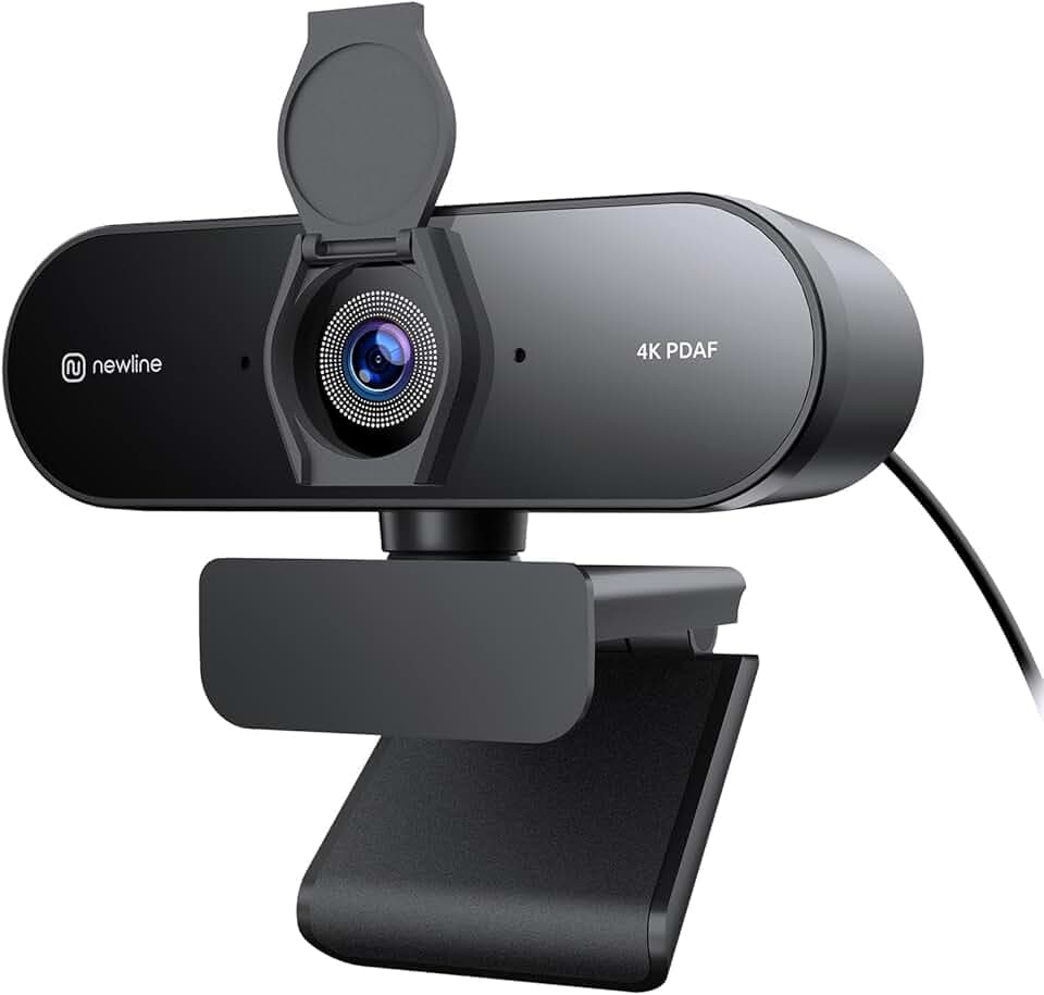 Webcam 4k avec 2 Micro, 12 Mégapixels, Autofocus PDAF en 1 Seconde, 1080p@60FPS, Son Stéréo Clair, Correction Automatique de la Lumière, Caméra PC USB pour Windows MacOS Streaming